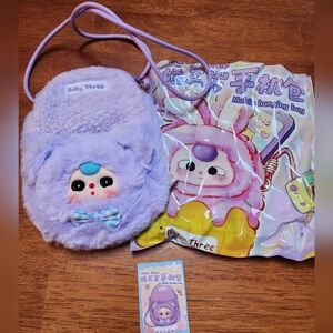Baby Three Purple Plush Crossbody Bag no box. confirmed Purple Taro Bear